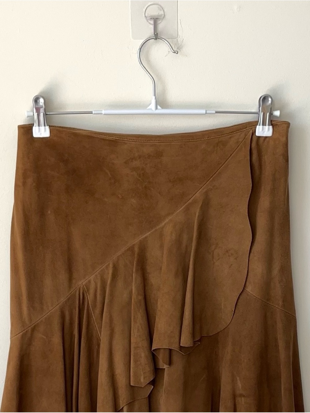 Ralph Lauren Black Label 100% Goat Suede Leather Ruffle Skirt Size 4 Italy - Picture 2 of 12